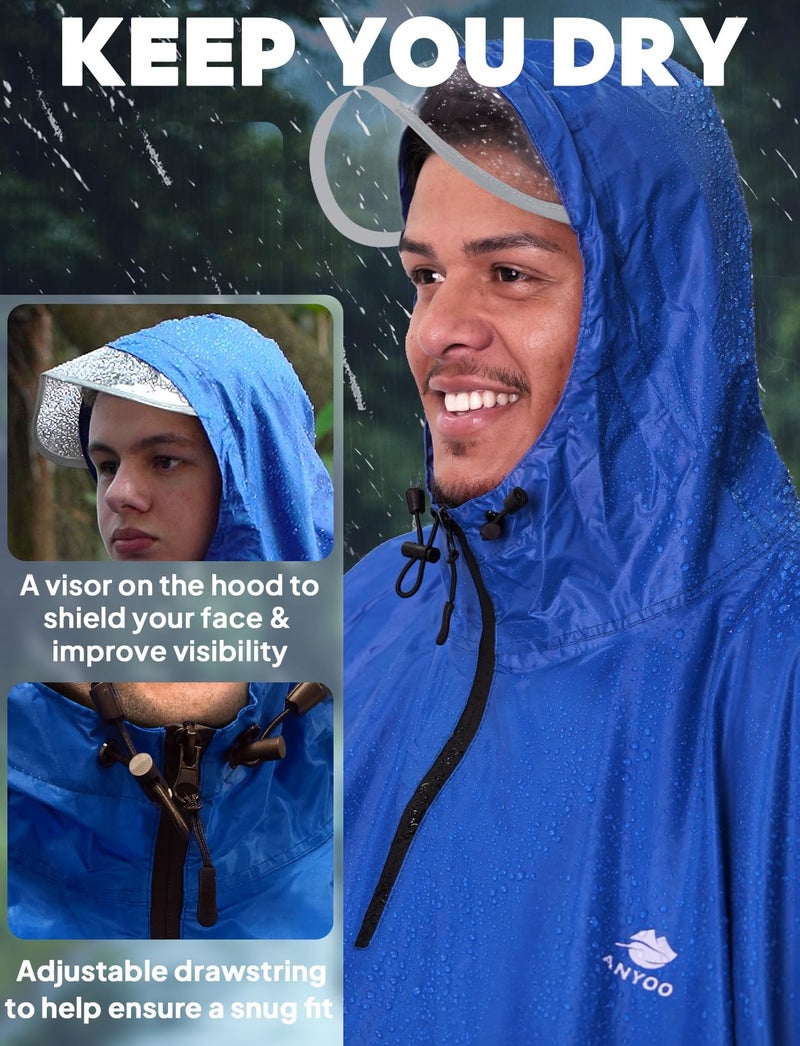 ANYOO Waterproof Rain Poncho Bike Bicycle Rain Capes Lightweight Compact Reusable for Adults - Image 4